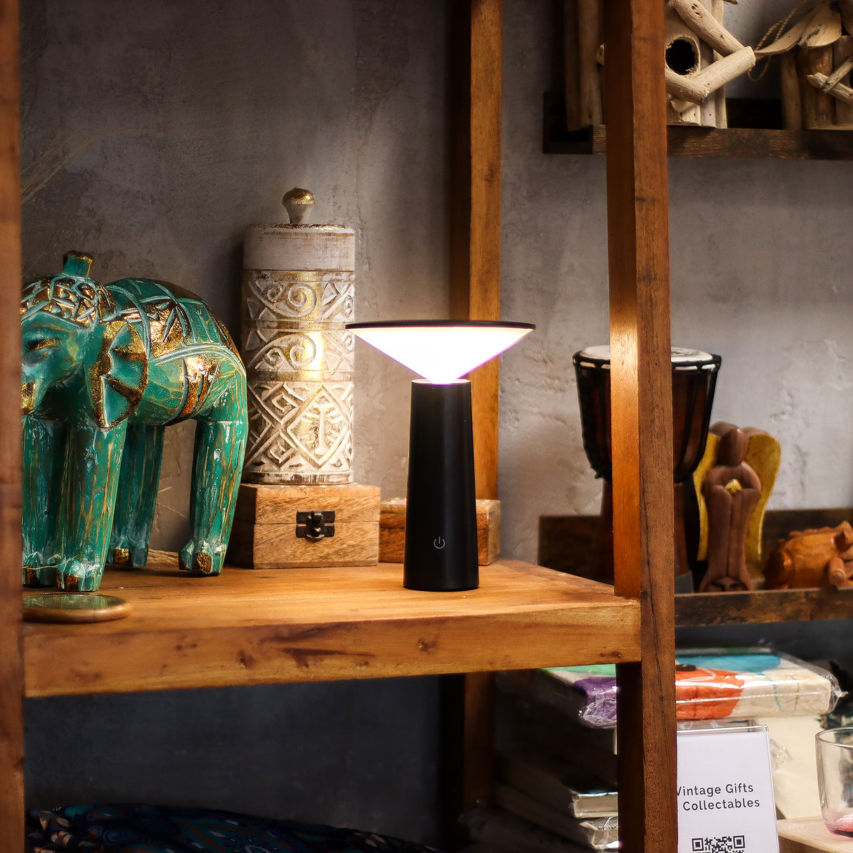 Matte Black Mushroom Touch Dimmable USB‑C Table Lamp