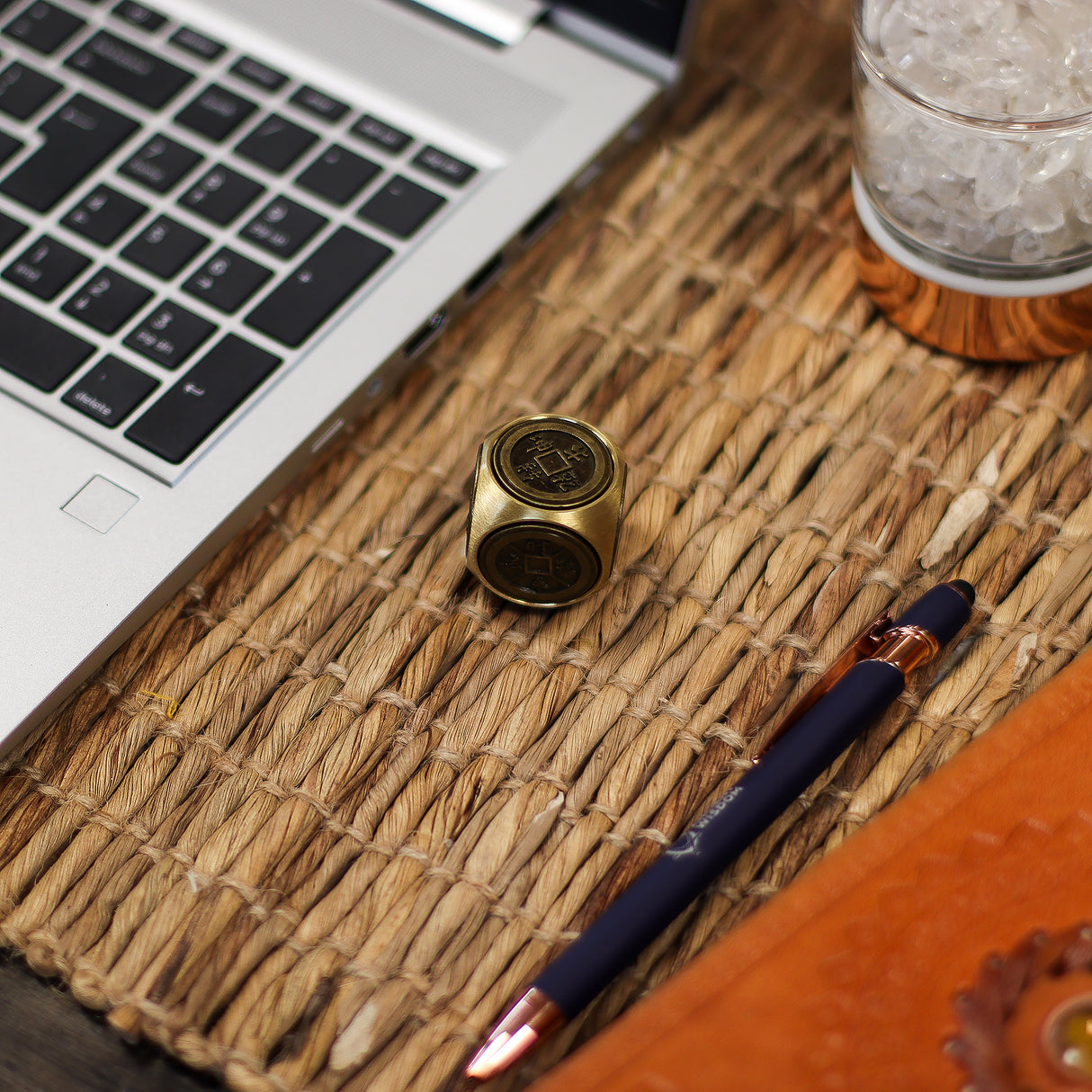 Solid Brass Feng Shui Yin-Yang Zodiac D6 Dice