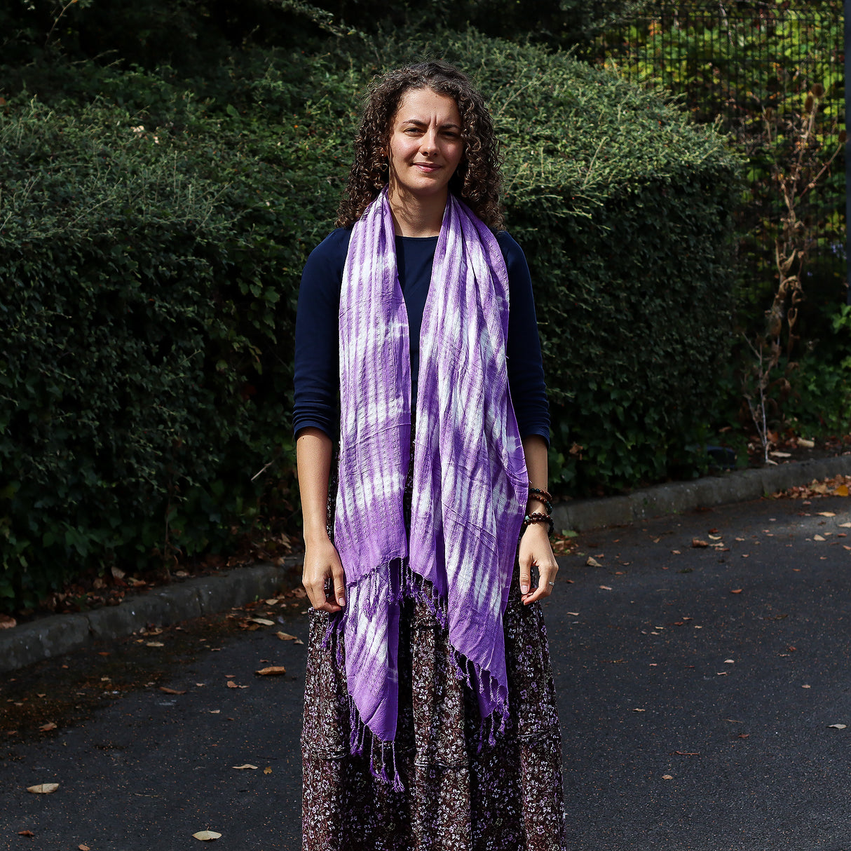 Lavender Tie Dye Linen Blend Oversized Scarf Shawl