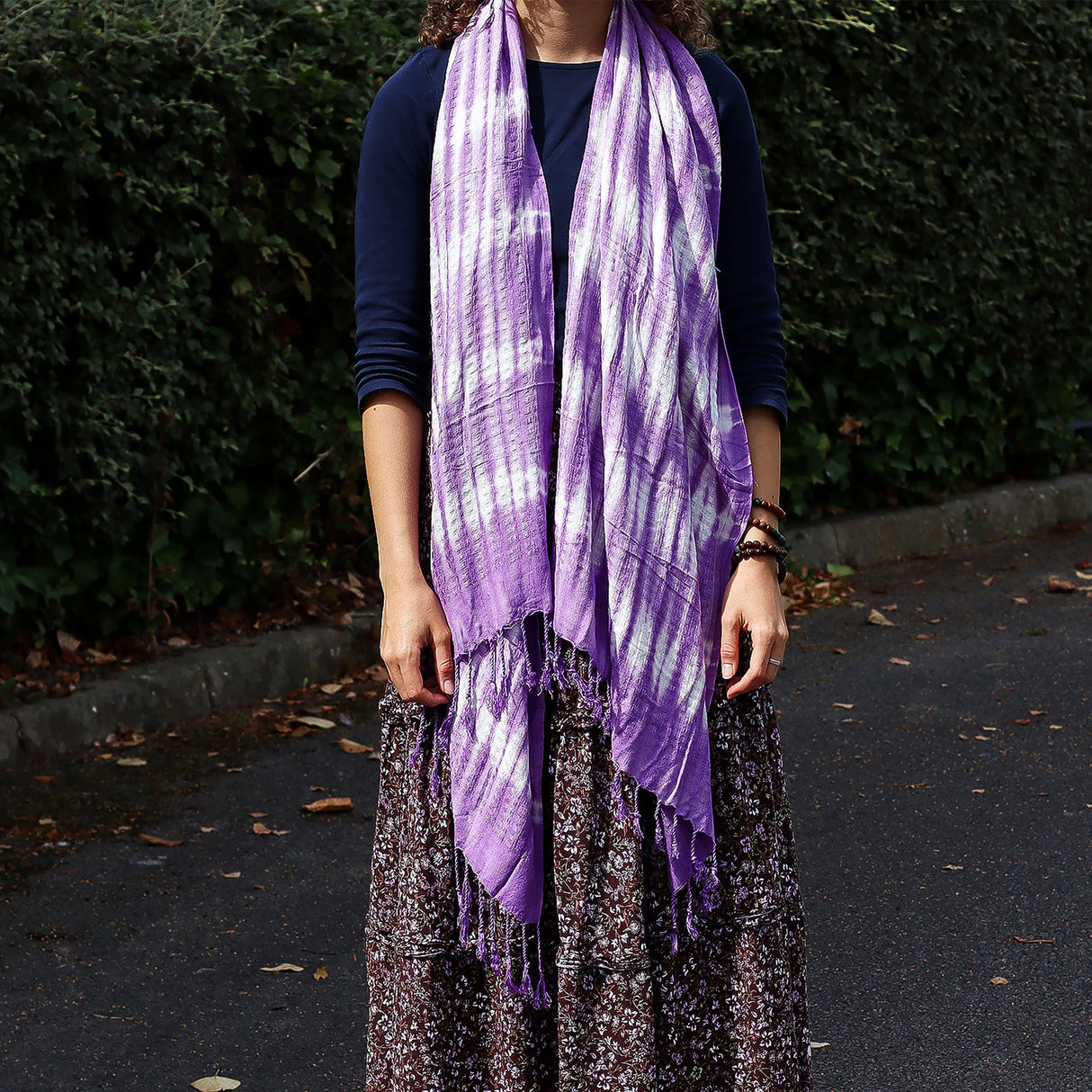 Lavender Tie Dye Linen Blend Oversized Scarf Shawl