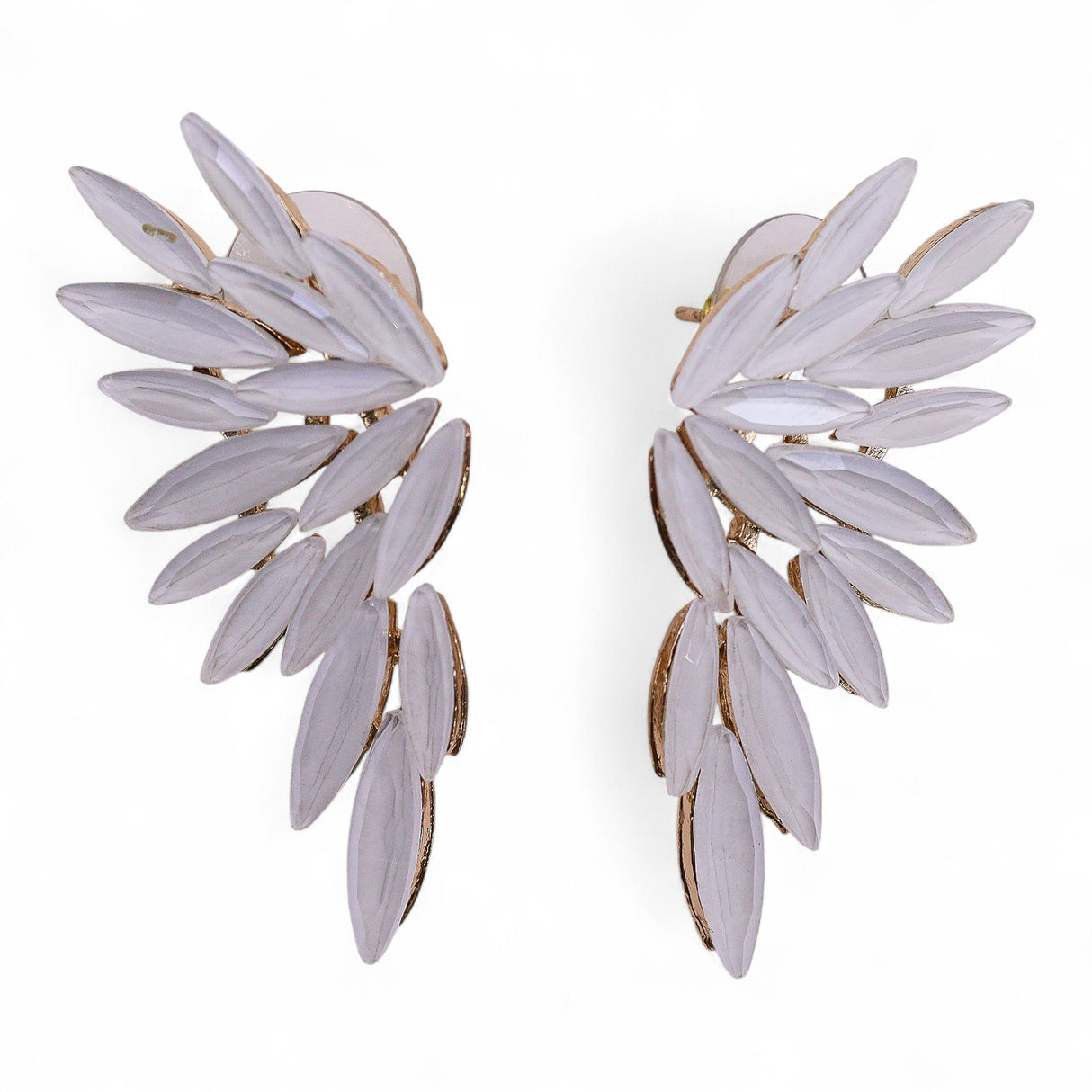 Angel Wing Iridescent Opal Glass Stud Earrings