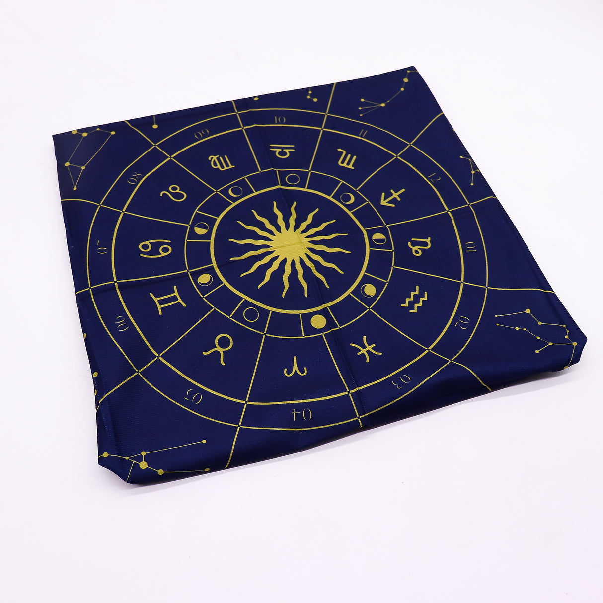 Tarot Leesdoek Dierenriemwiel Navy Goud 75x75cm