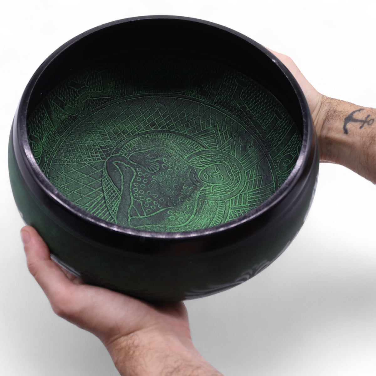 23cm Moss Green Tibetan Singing Bowl, Extra Loud
