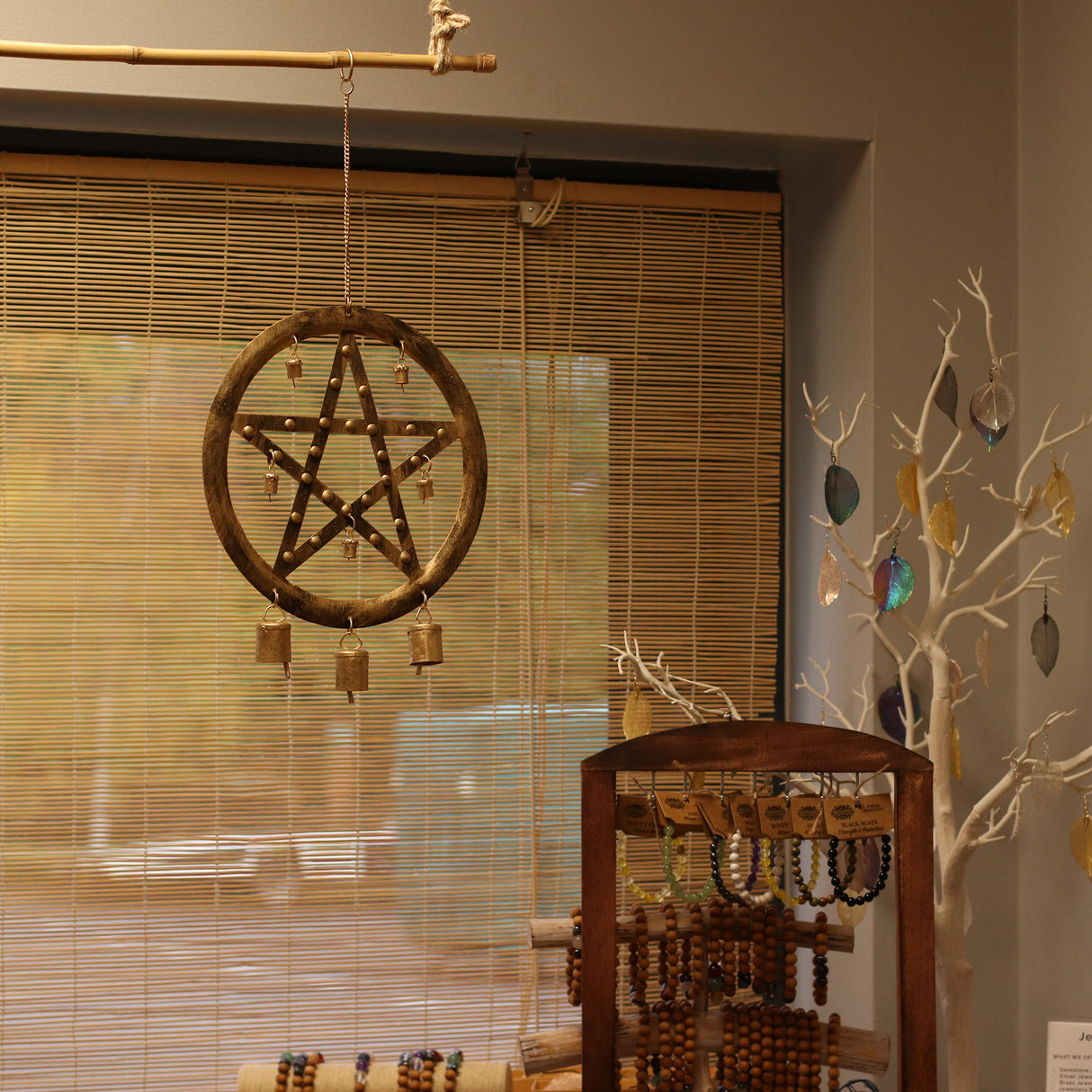 Indian Metal Star Cowbell Wind Chime 25x49cm