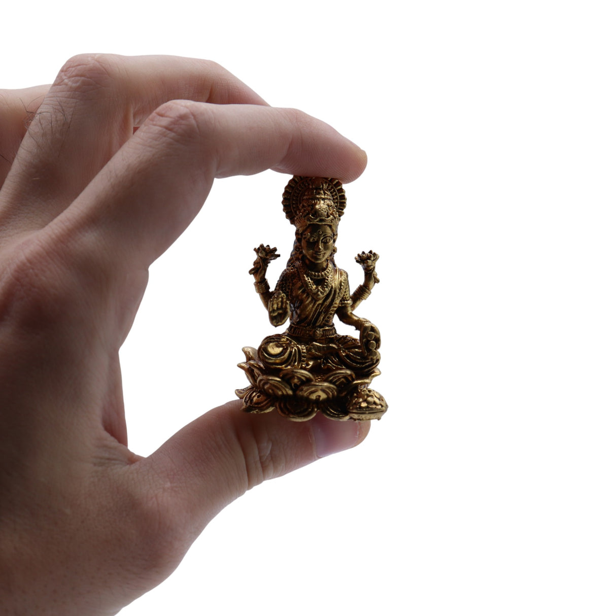 Klein Messing Lakshmi Standbeeld voor Puja, 49mm