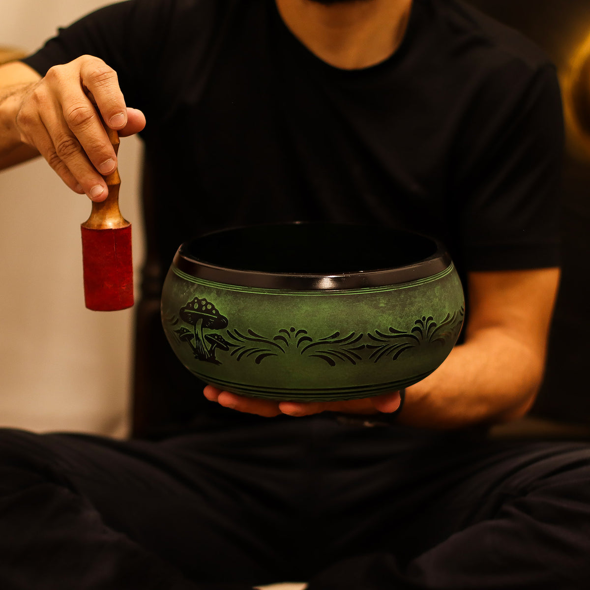 23cm Moss Green Tibetan Singing Bowl, Extra Loud
