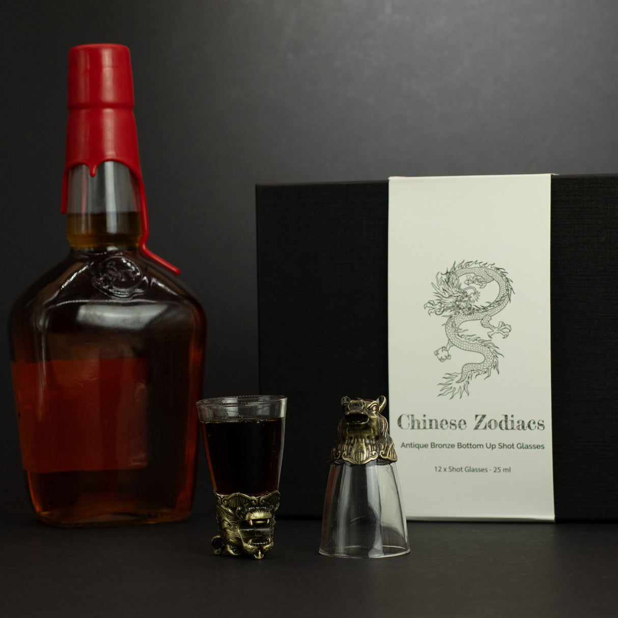 Verres à shot animaux du zodiaque chinois, 25 ml, lot de 12