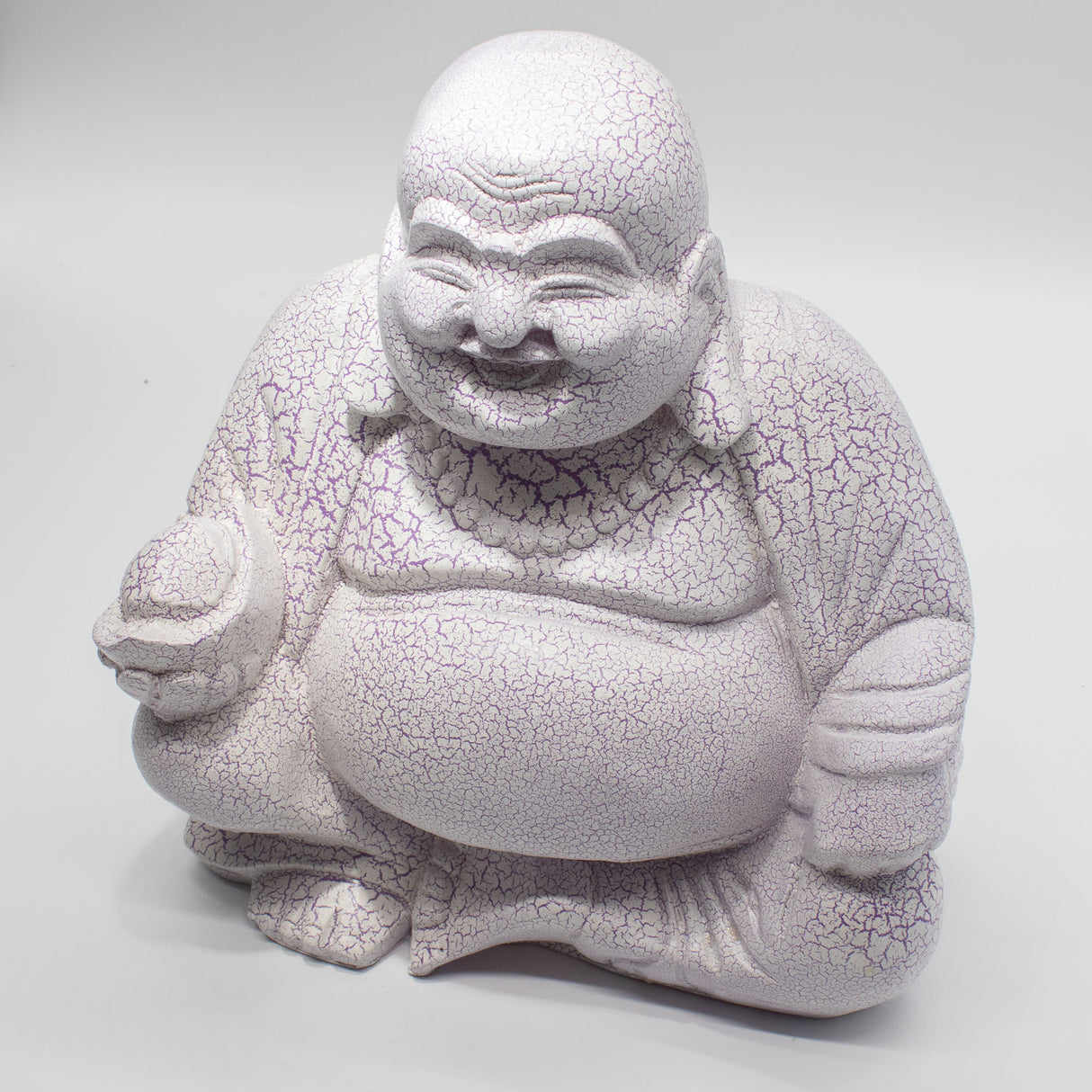 Lampa Smějící se Buddha Levandulový prasklý efekt – kulatý stojan
