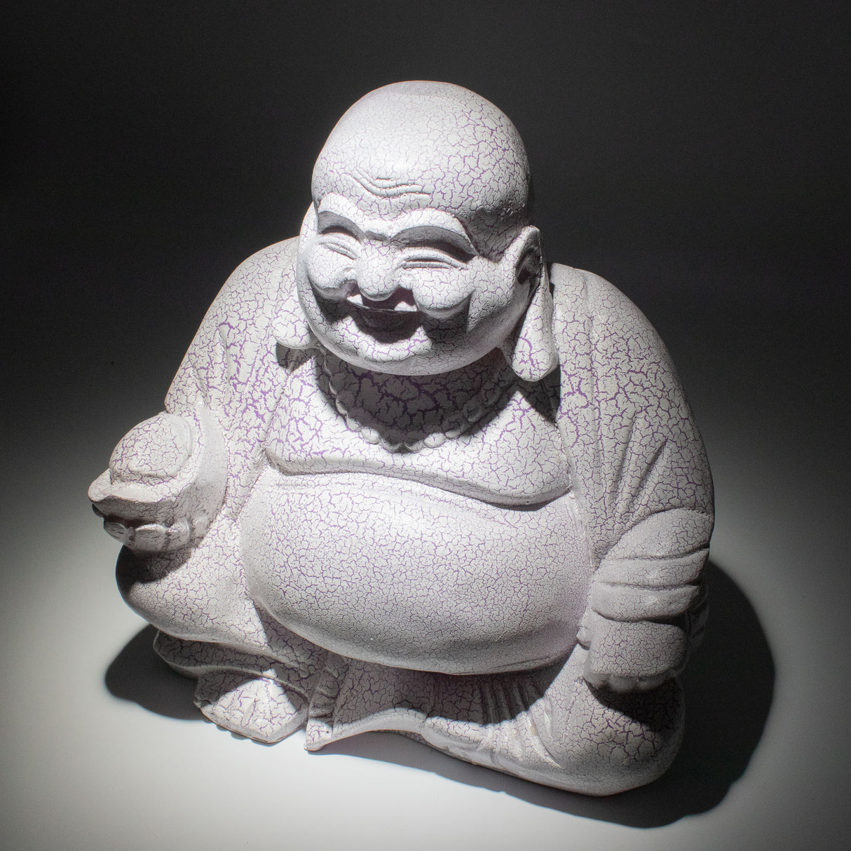 Lampa Smějící se Buddha Levandulový prasklý efekt – kulatý stojan