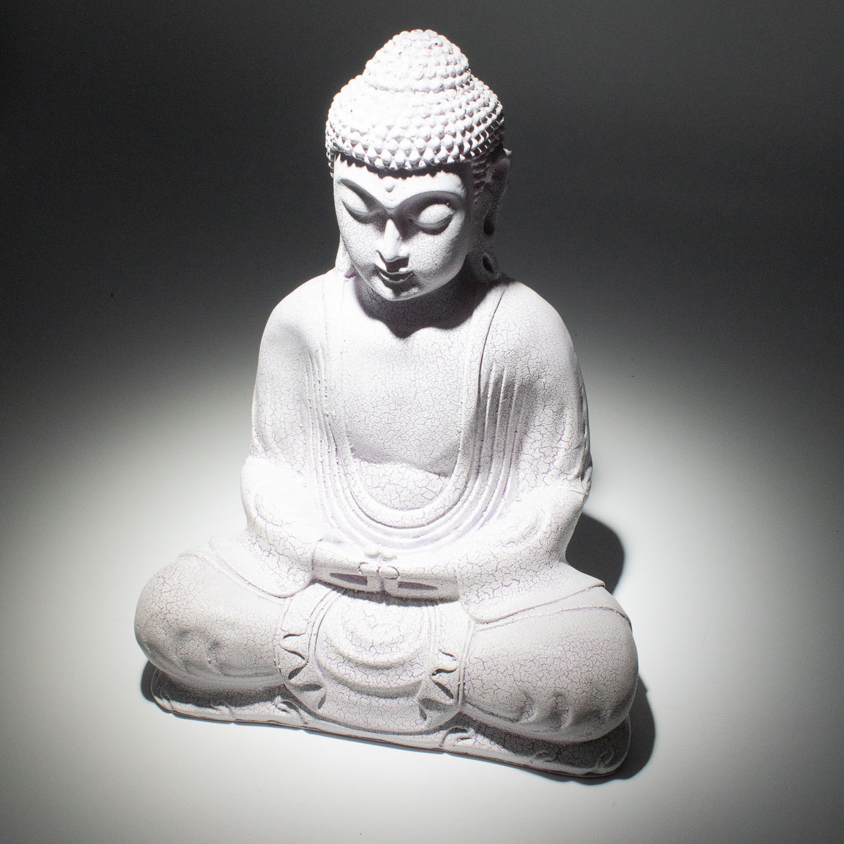 Meditace Buddha lampa Levandulový prasklý efekt – oválný stojan
