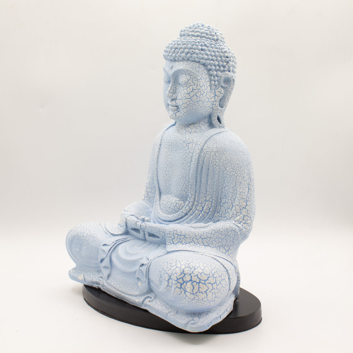 Meditace Buddha lampa nebesky modrá – oválný stojan