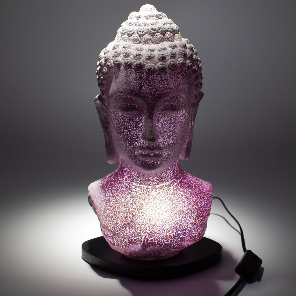 Lampa Buddha Busta Levandulový Prasklý Efekt – Oválný Stojan
