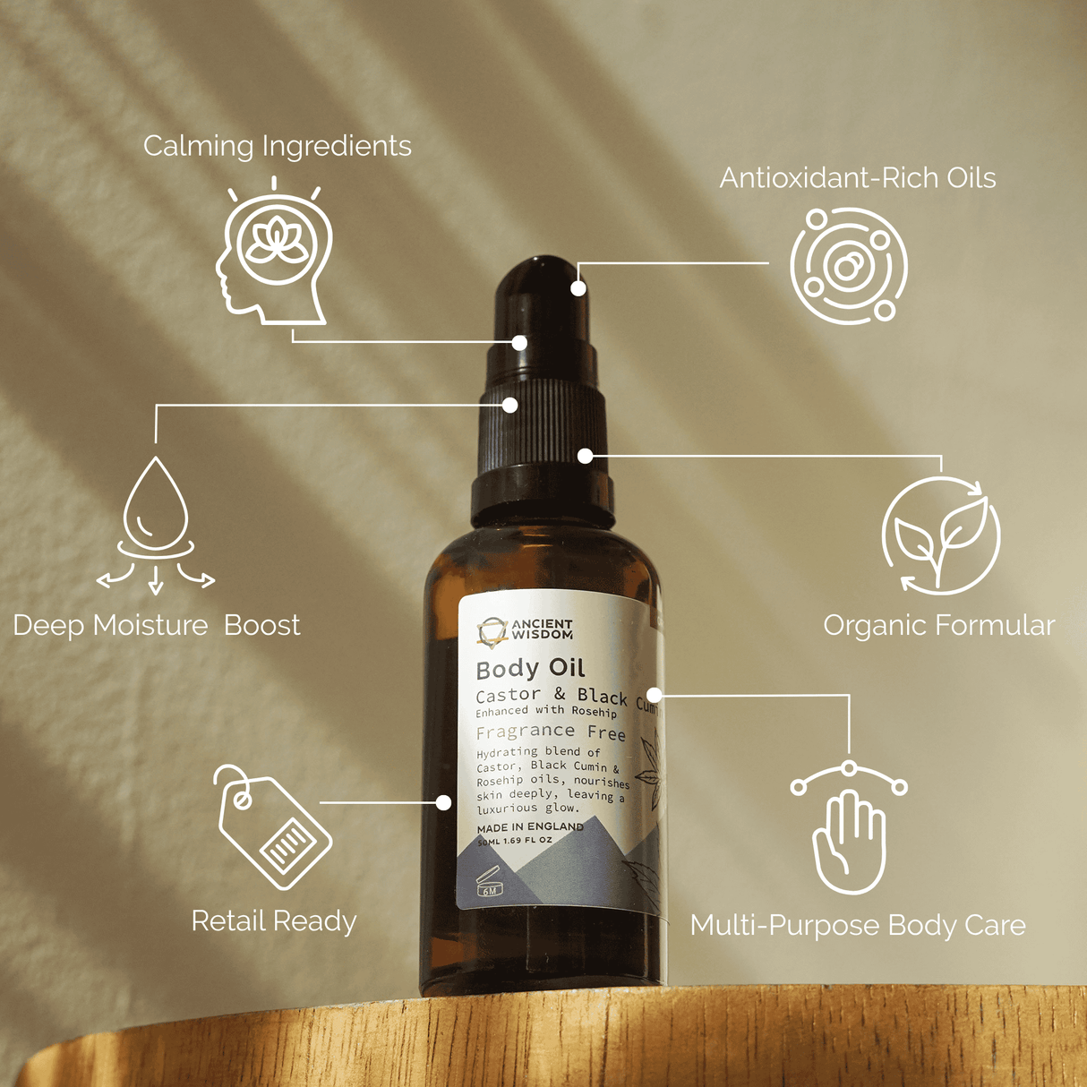 Huile corporelle biologique de cynorrhodon sans parfum 50ml