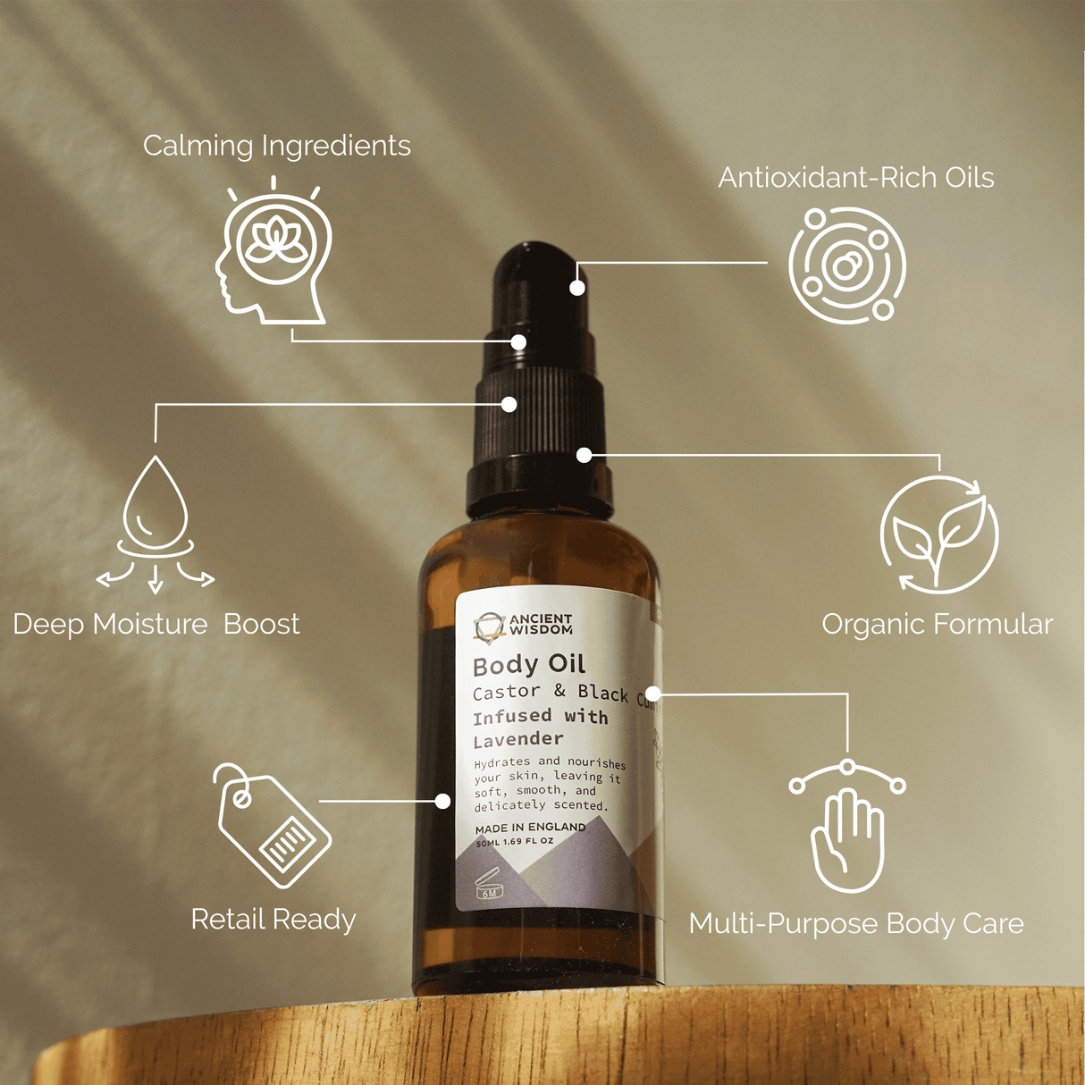 Huile corporelle à la lavande biologique 50 ml