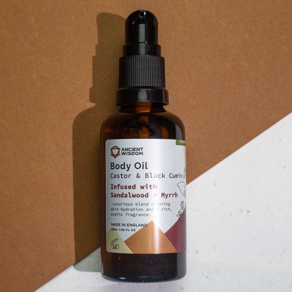 Sandeltræ og myrra økologisk kropsolie 50ml