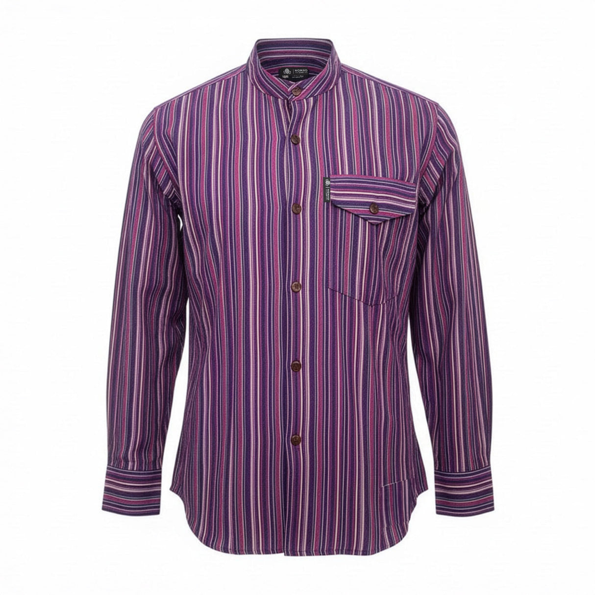 Nomad Sari Grandad-skjorte - Sort Lilla - Medium