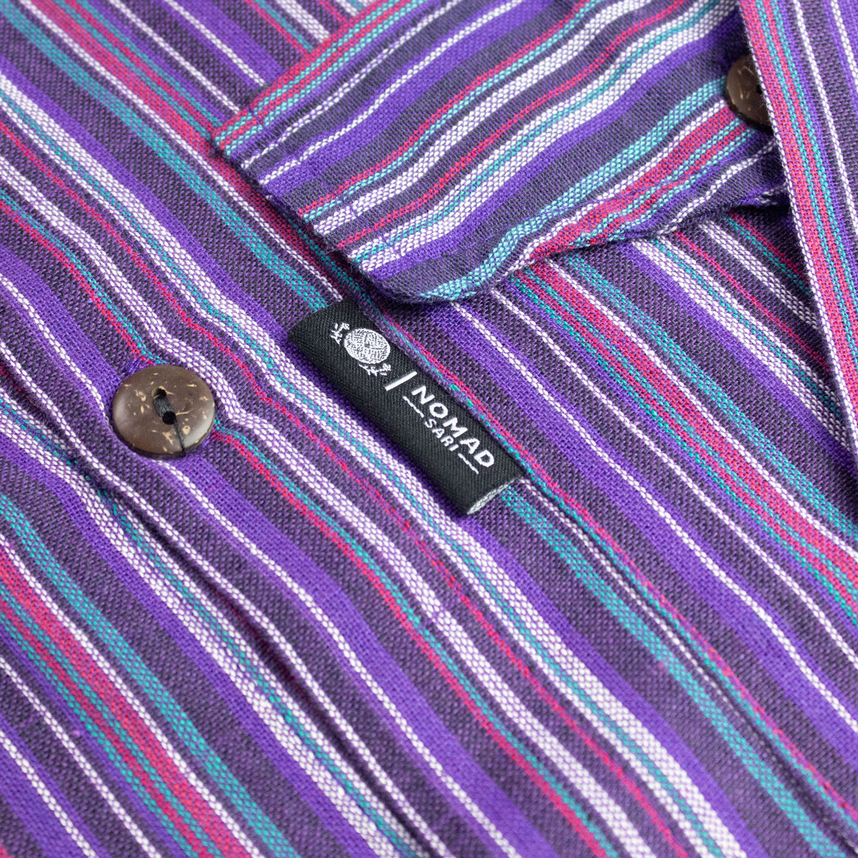 Nomad Sari Grandad-skjorte - Sort Lilla - Medium