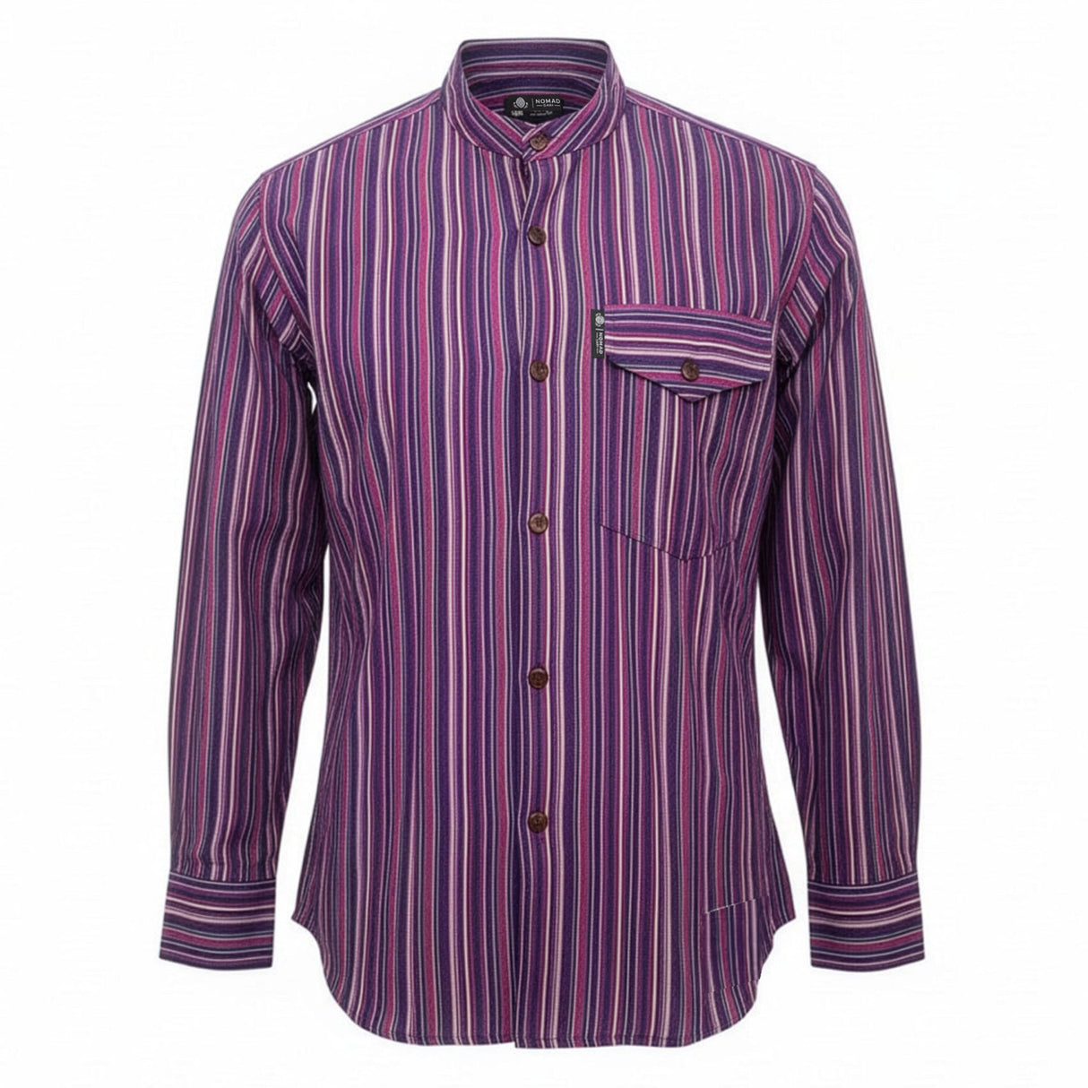 Nomad Sari Grandad Shirt - Black Purple - XL