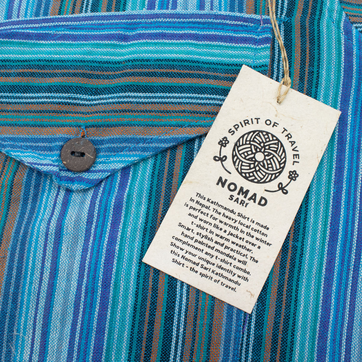 Nomad Sari Grandad-Hemd – Türkis – Größe Large