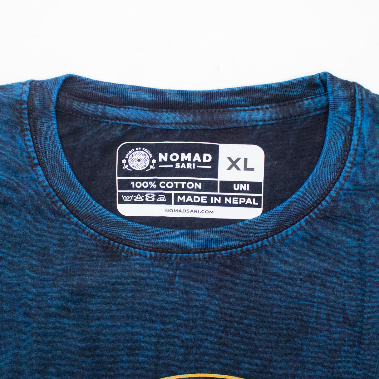 Nomad Sari tričko z stonewashed bavlny – Zůstaň divoká, měsíční dítě – modré – XL