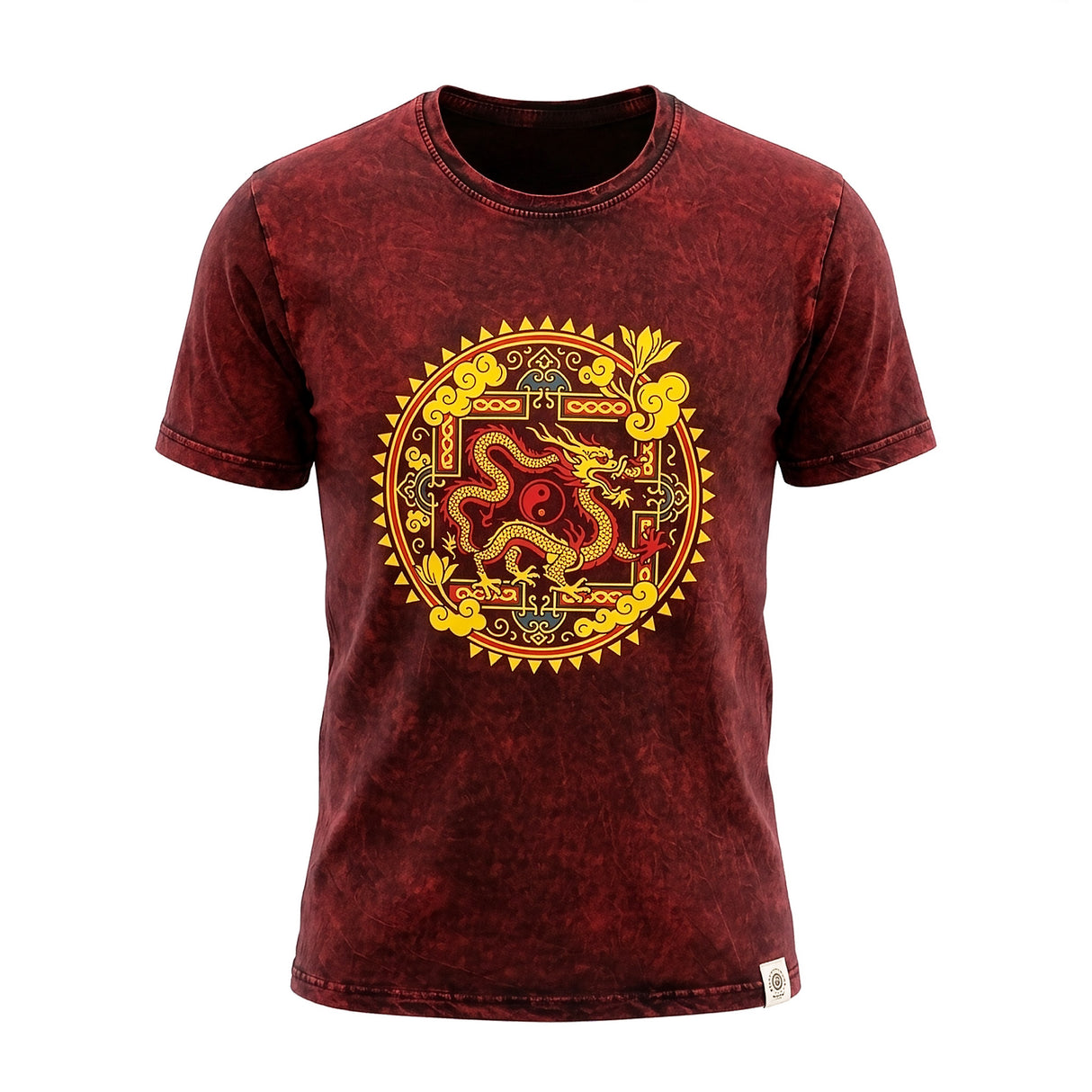 Nomad Sari tričko z stonewashed bavlny – Drak Mandala – vínová – malá