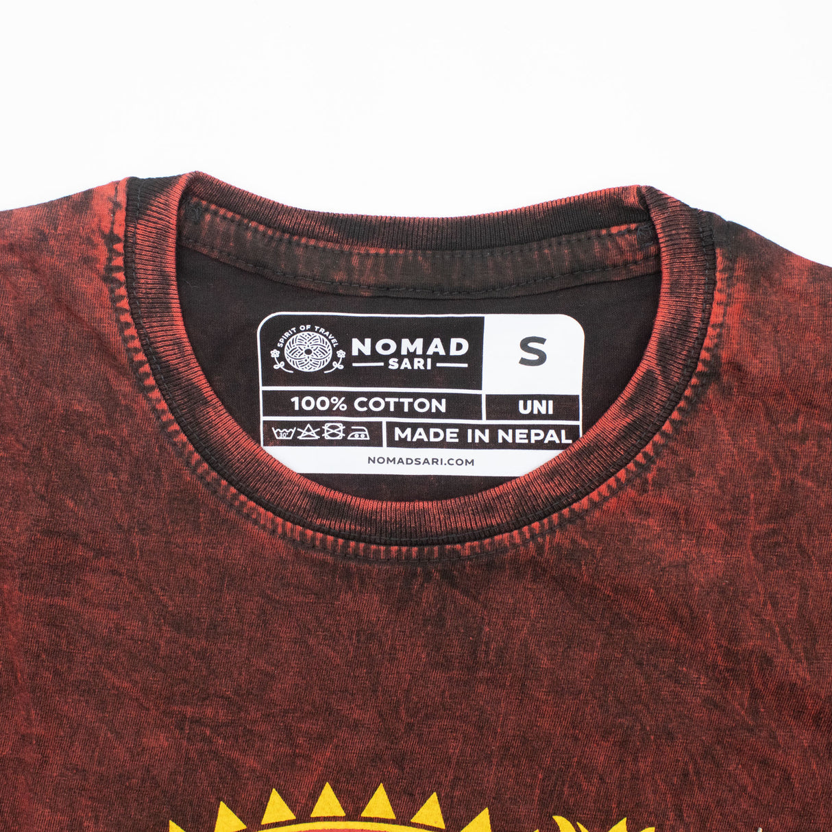 Nomad Sari tričko z stonewashed bavlny – Drak Mandala – vínová – malá