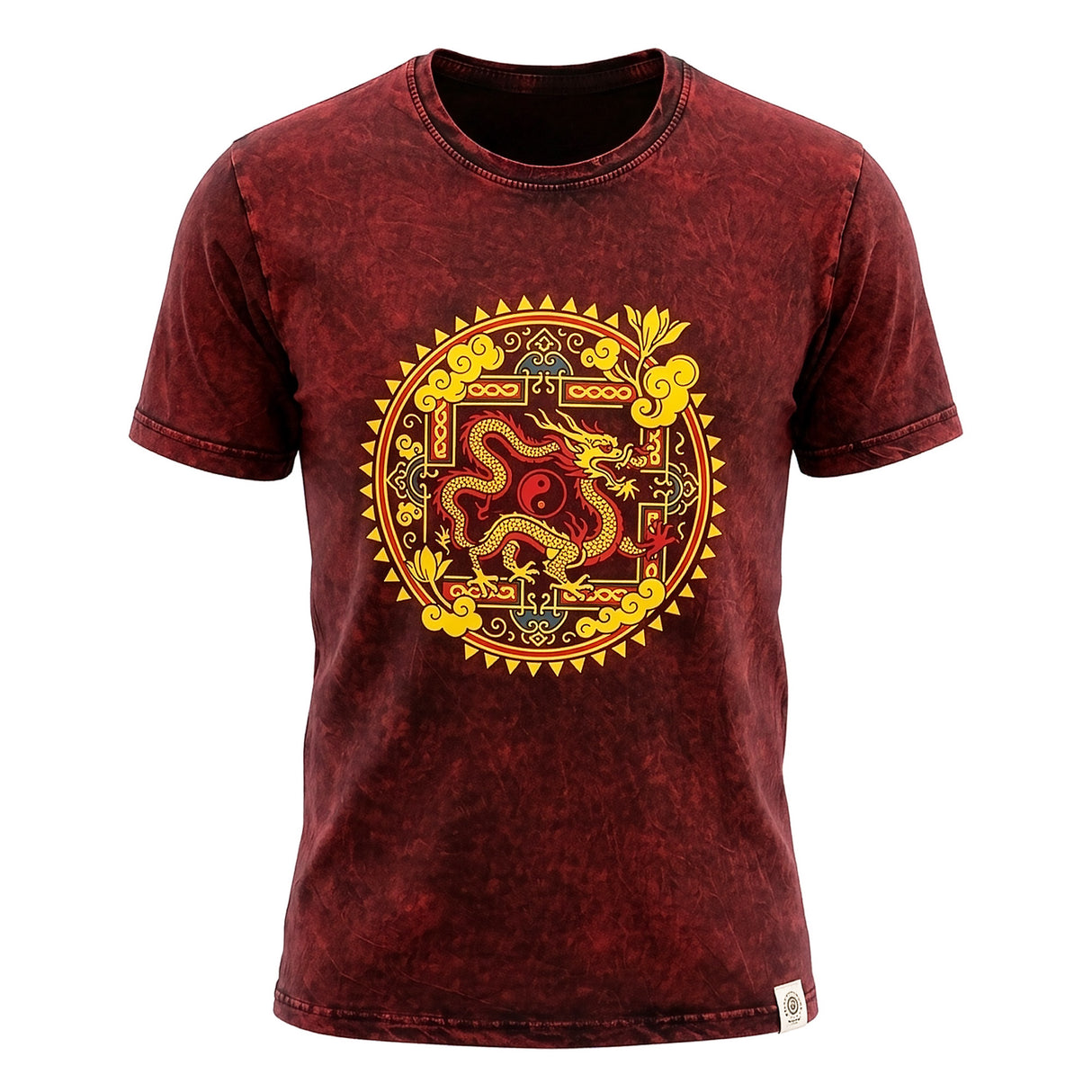 Nomad Sari tričko z stonewashed bavlny – Drak Mandala – vínová – velké
