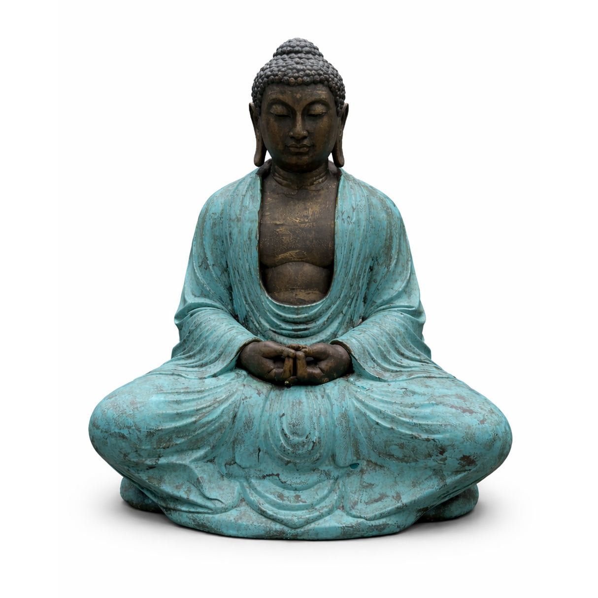 Buddha statue, thailandsk turkis og sten 0,96m mediterende