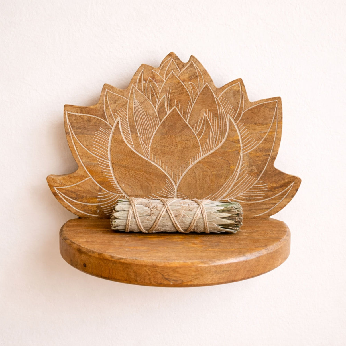Étagère murale Lotus blanc patiné