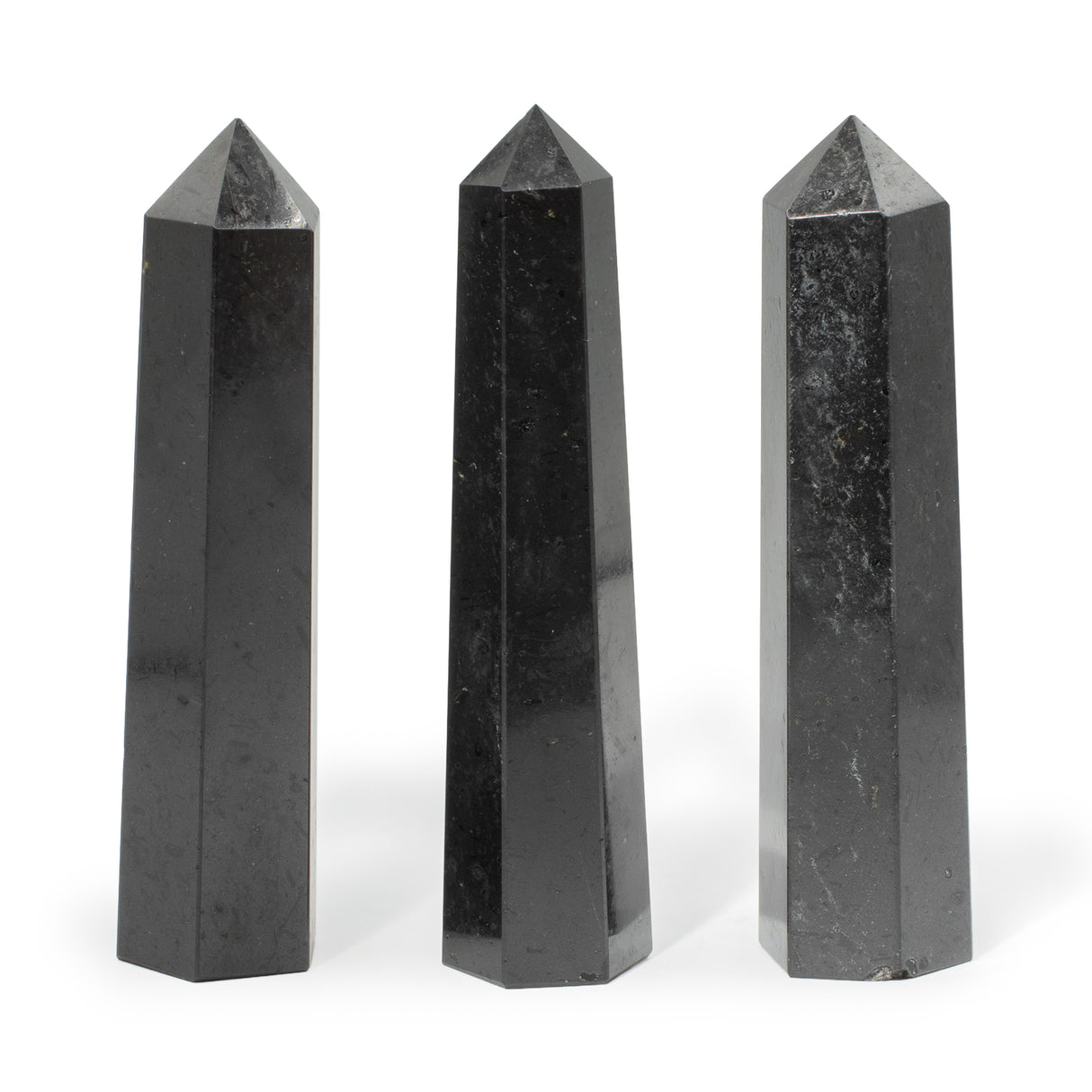 Obélisque à six faces en pierre précieuse, environ 17 cm - Tourmaline noire