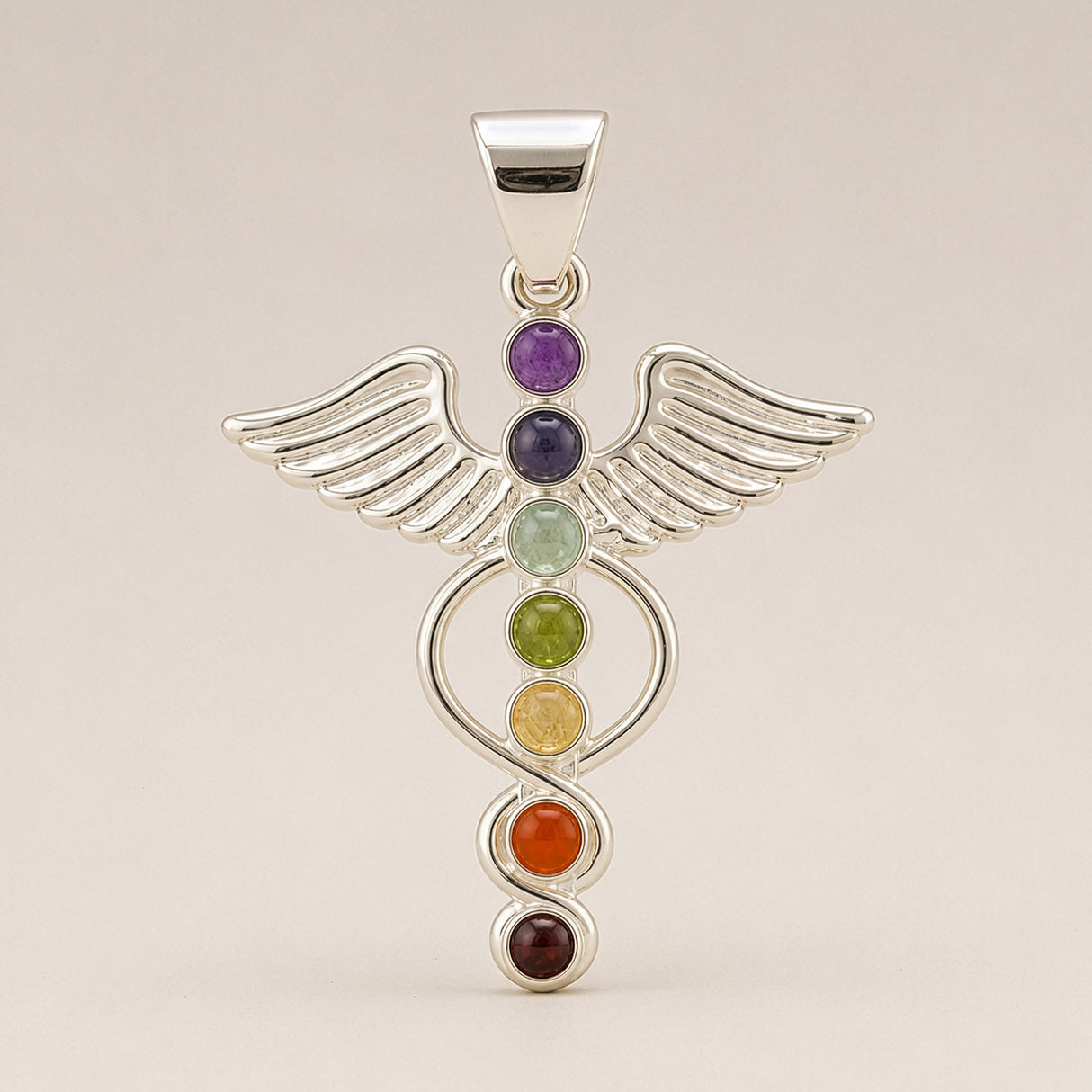 Pendentif Dévotion Indien - Plaqué Argent (cordon 45 cm) - Ange Chakra