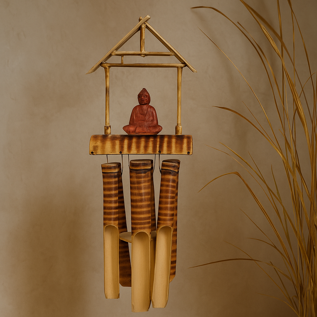 Sino de Vento de Bambu 6-Tubos Buda Médio