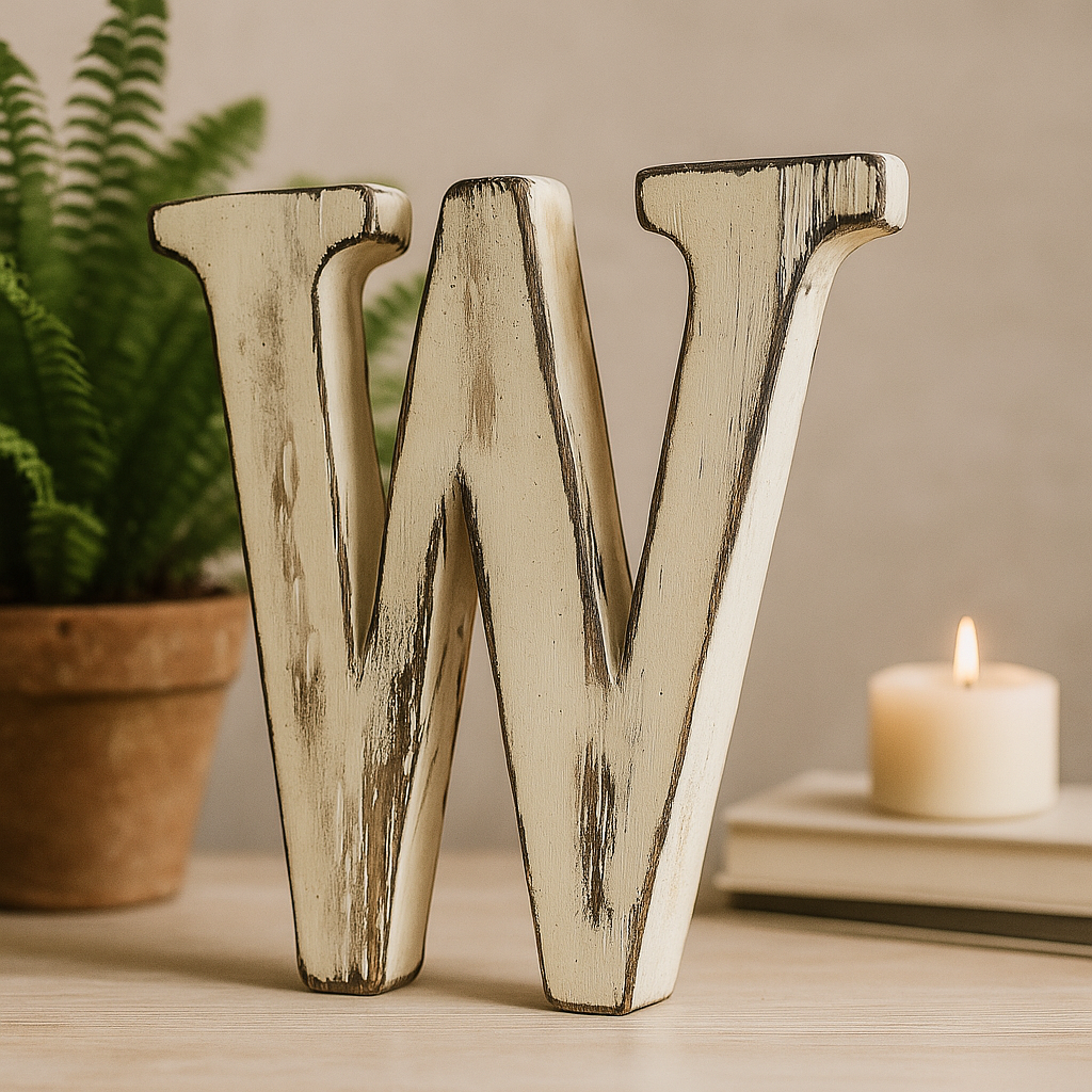 Litera W din lemn