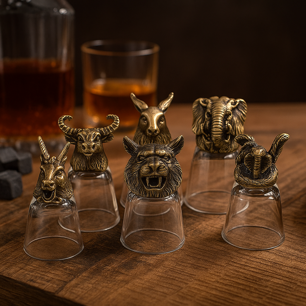 Antique Bronze Animal Shot Glasses Set 50ml (6)