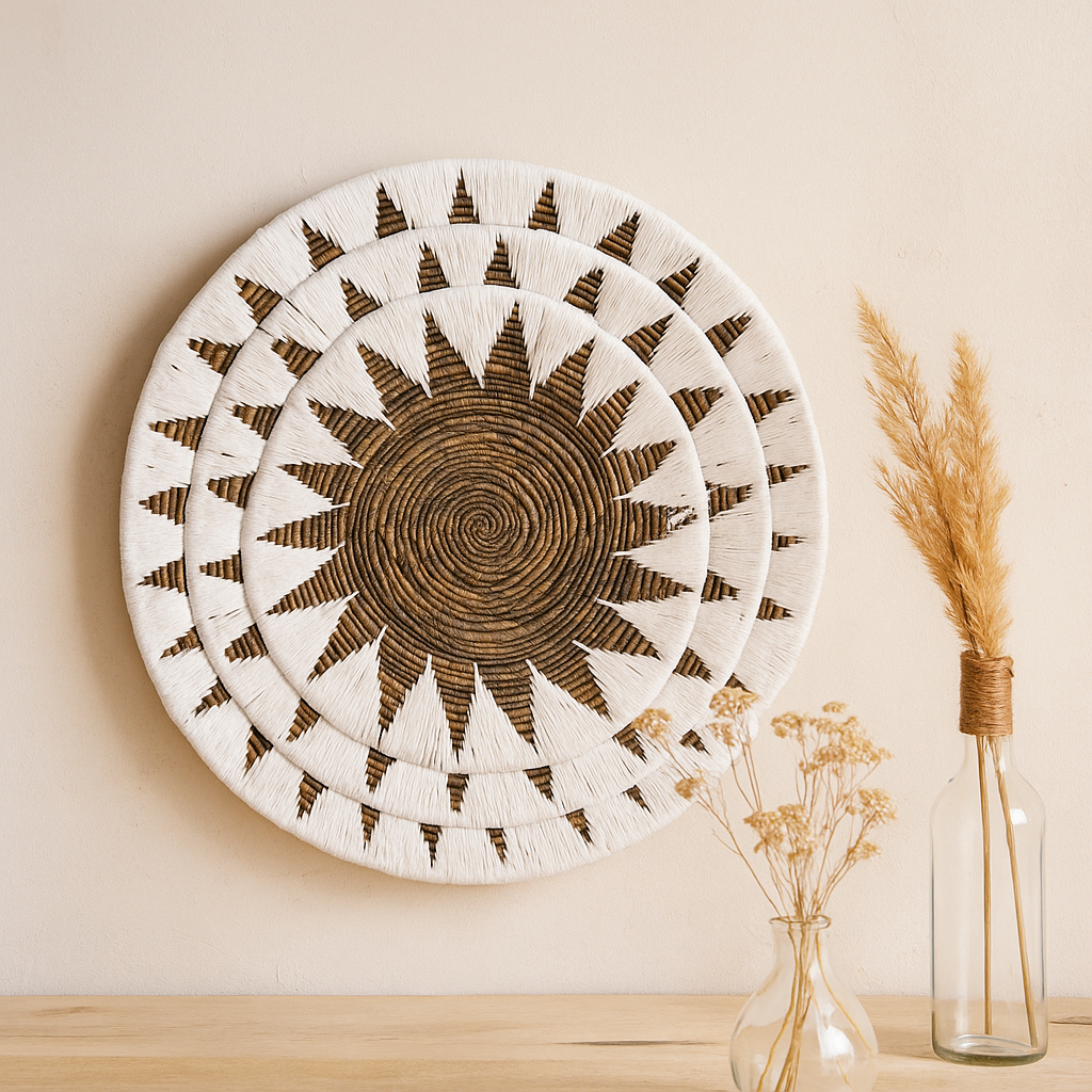 Seagræs Vægkunst, Sæt med 3 Skåle Creme