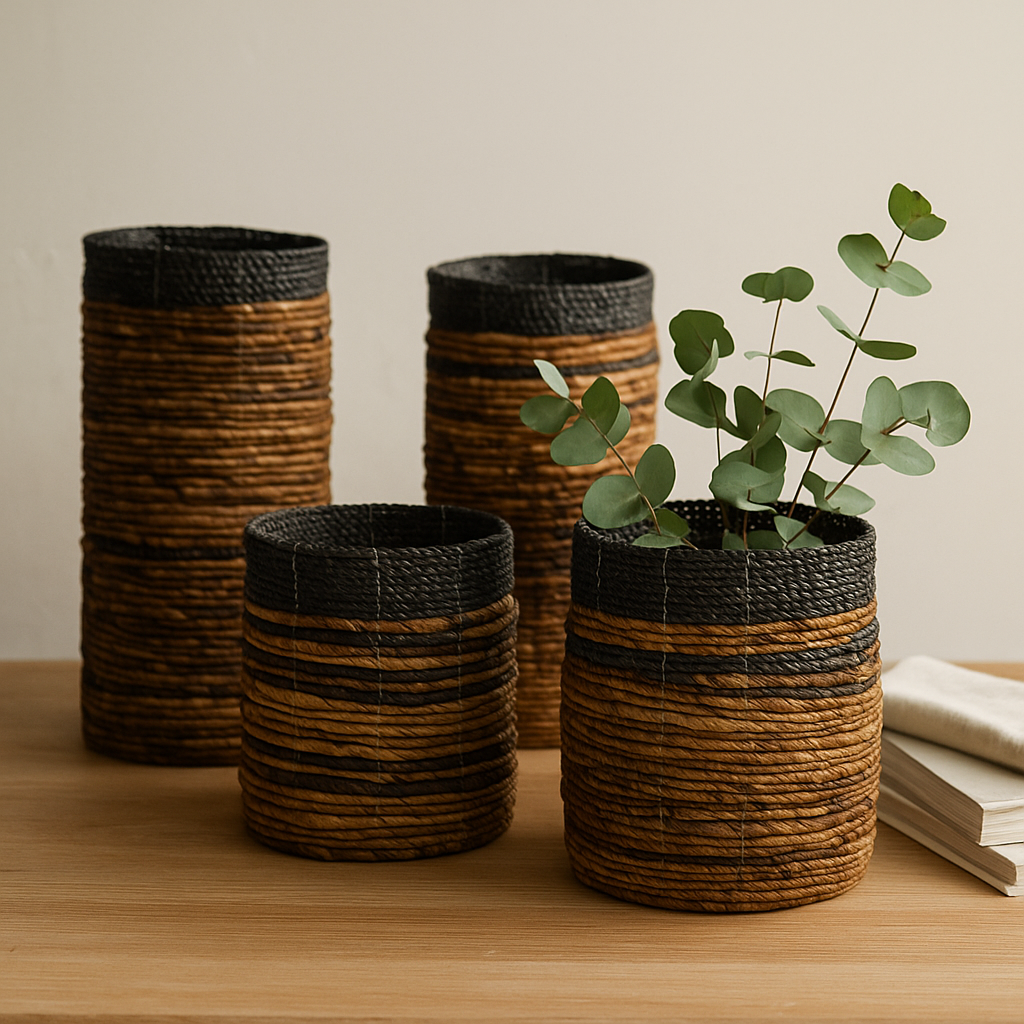 Banana Leaf Vases and Bins Set, 2 Each