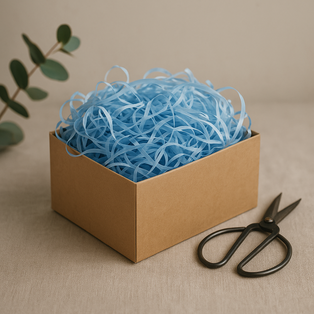 Himmelblaues geschreddertes Papier – (0,5 kg)