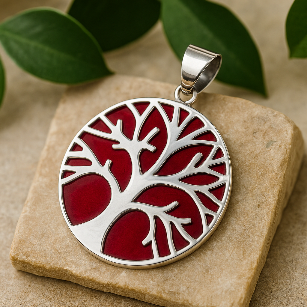 Colgante Árbol de la Vida Plata 30mm - Efecto Coral