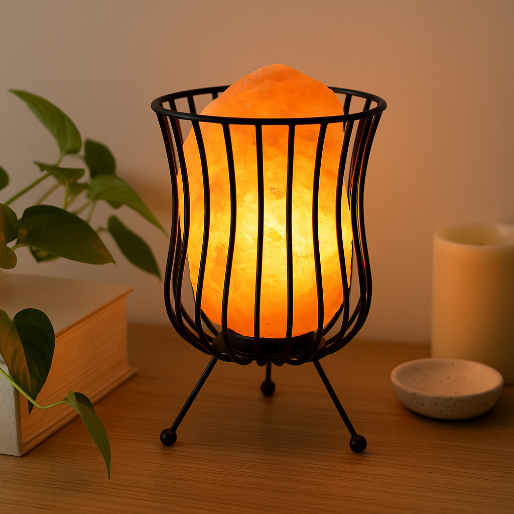 Хималайска солна лампа с железен бразиер и крушка