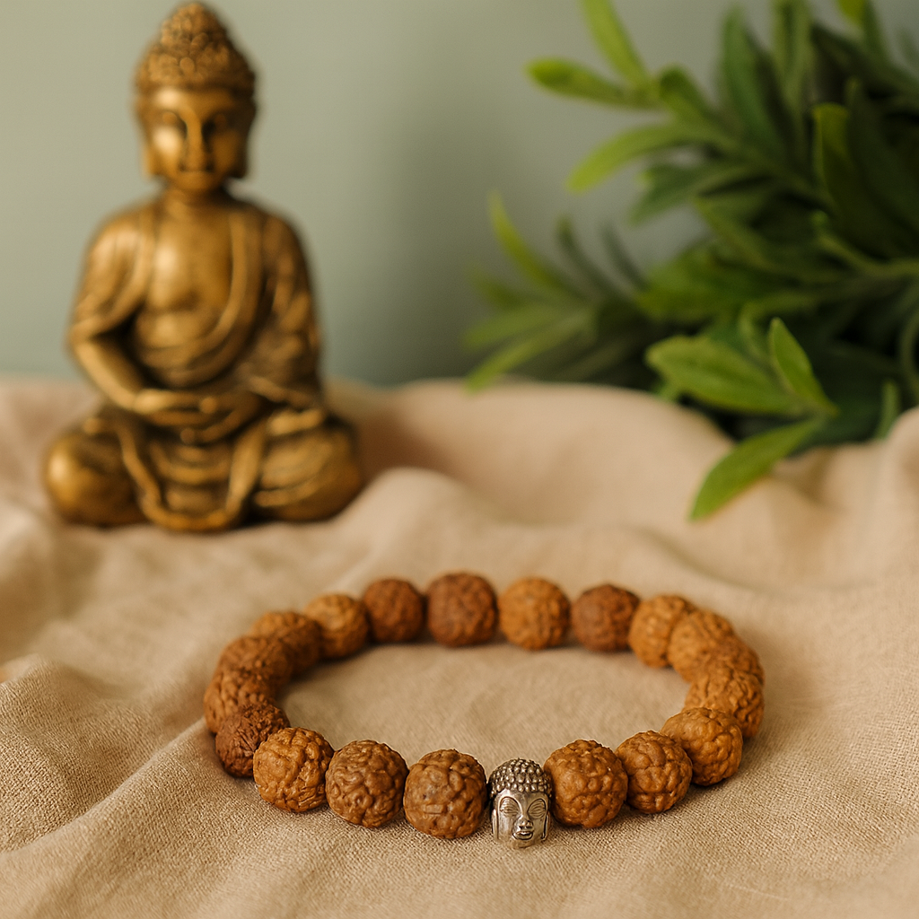 Rudraksha mala karkötő Buddha természetes