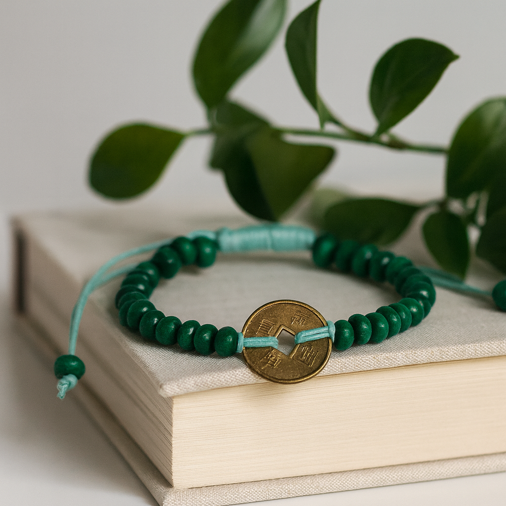 Feng Shui Chinese munt armband - groen