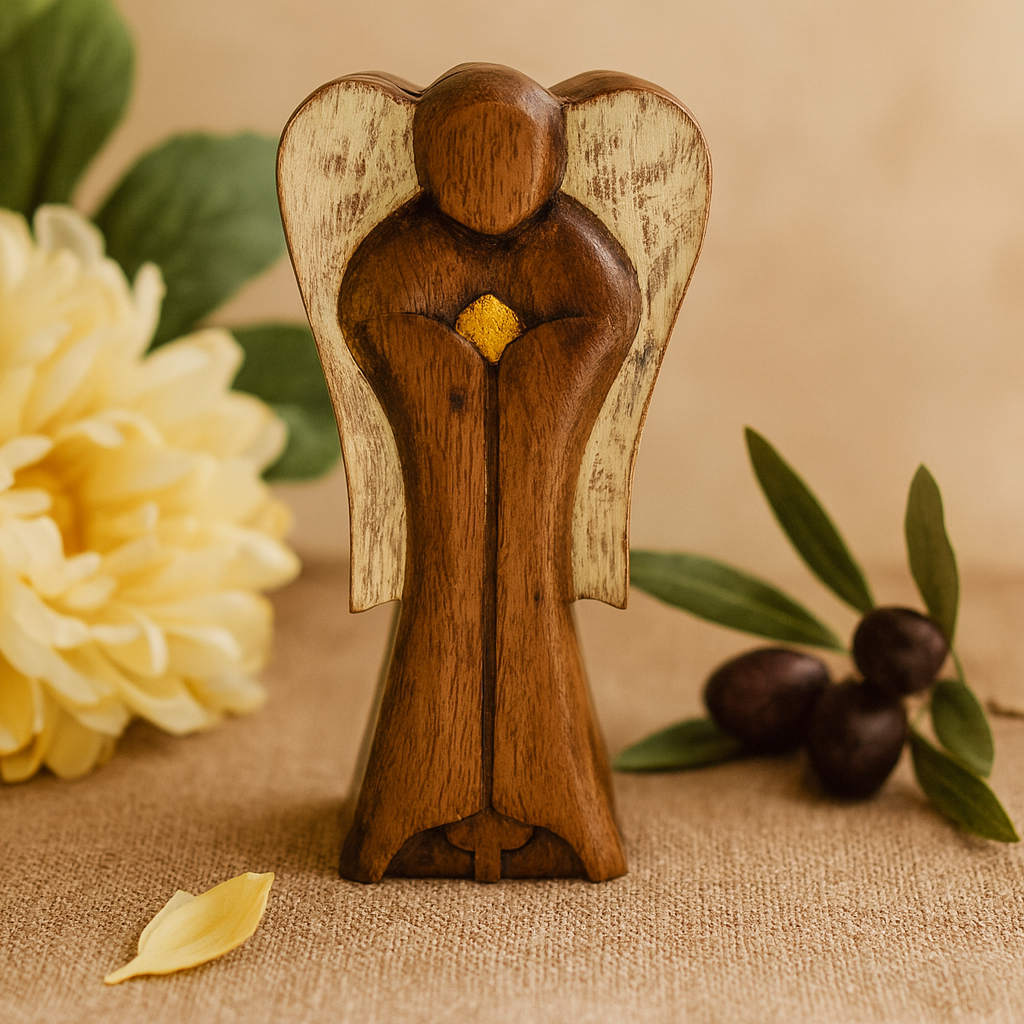 Caixa de Lembranças de Anjo com Compartimento Oculto
