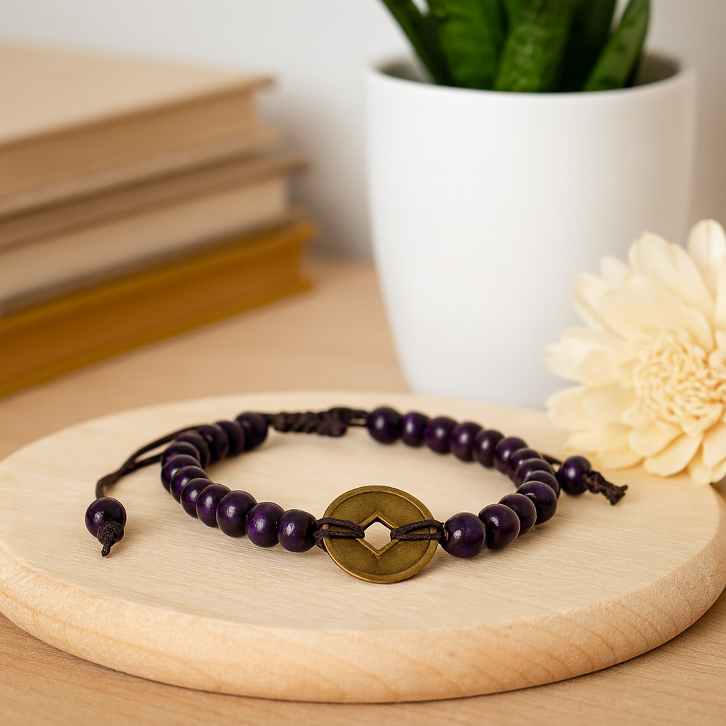 Feng Shui Munt Armband - Paars
