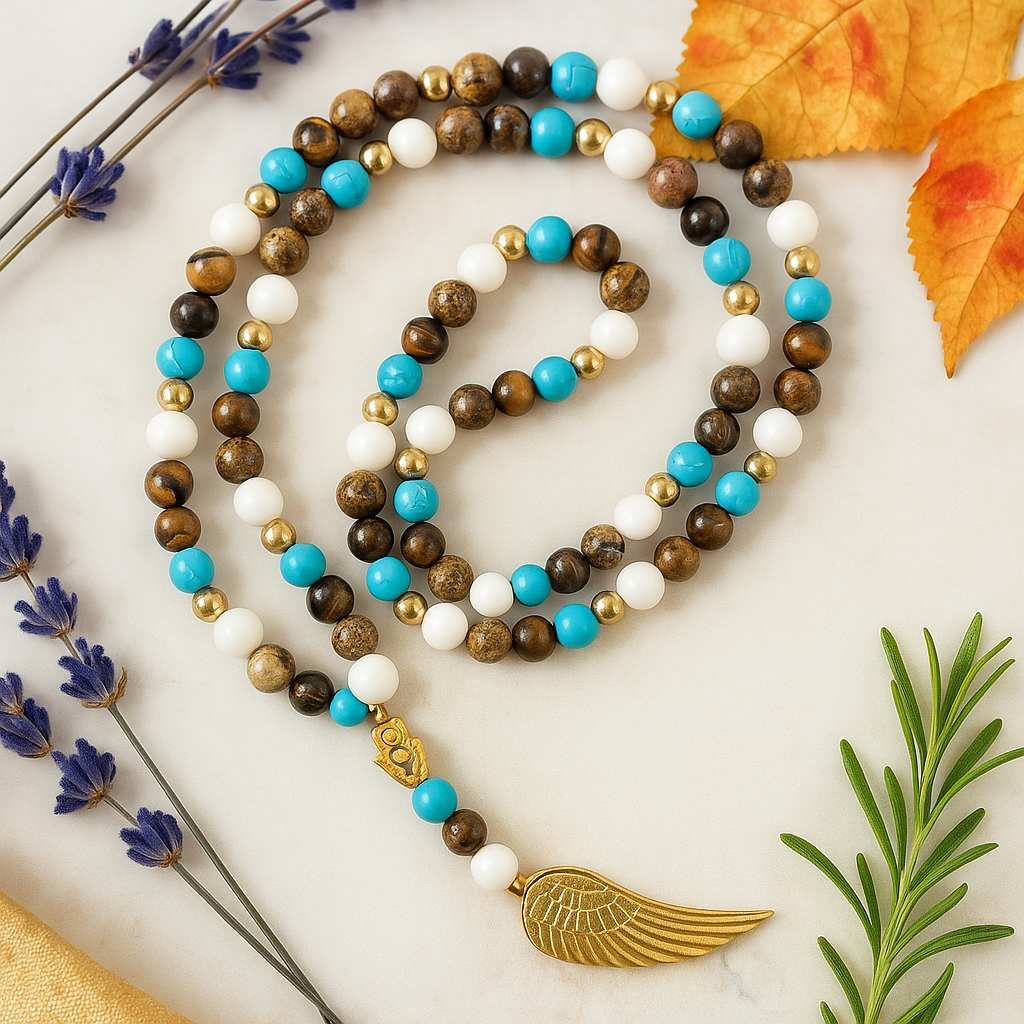 Angel Wing Crystal Gemstone Beaded Necklace