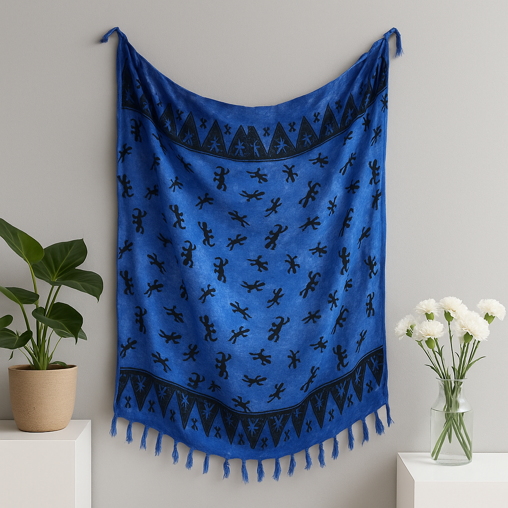 Sarong de Rayon Bali Gecko, Azul