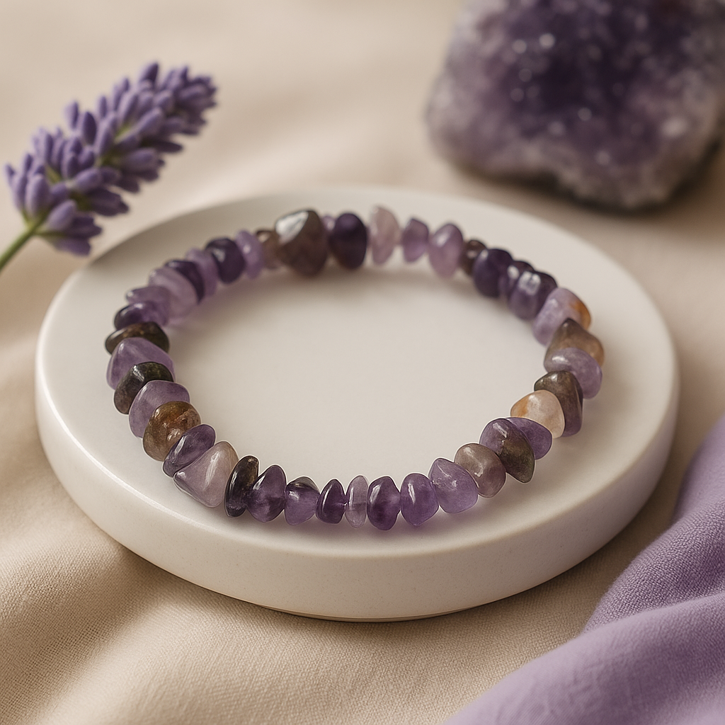Pulsera elástica con piedra de amatista