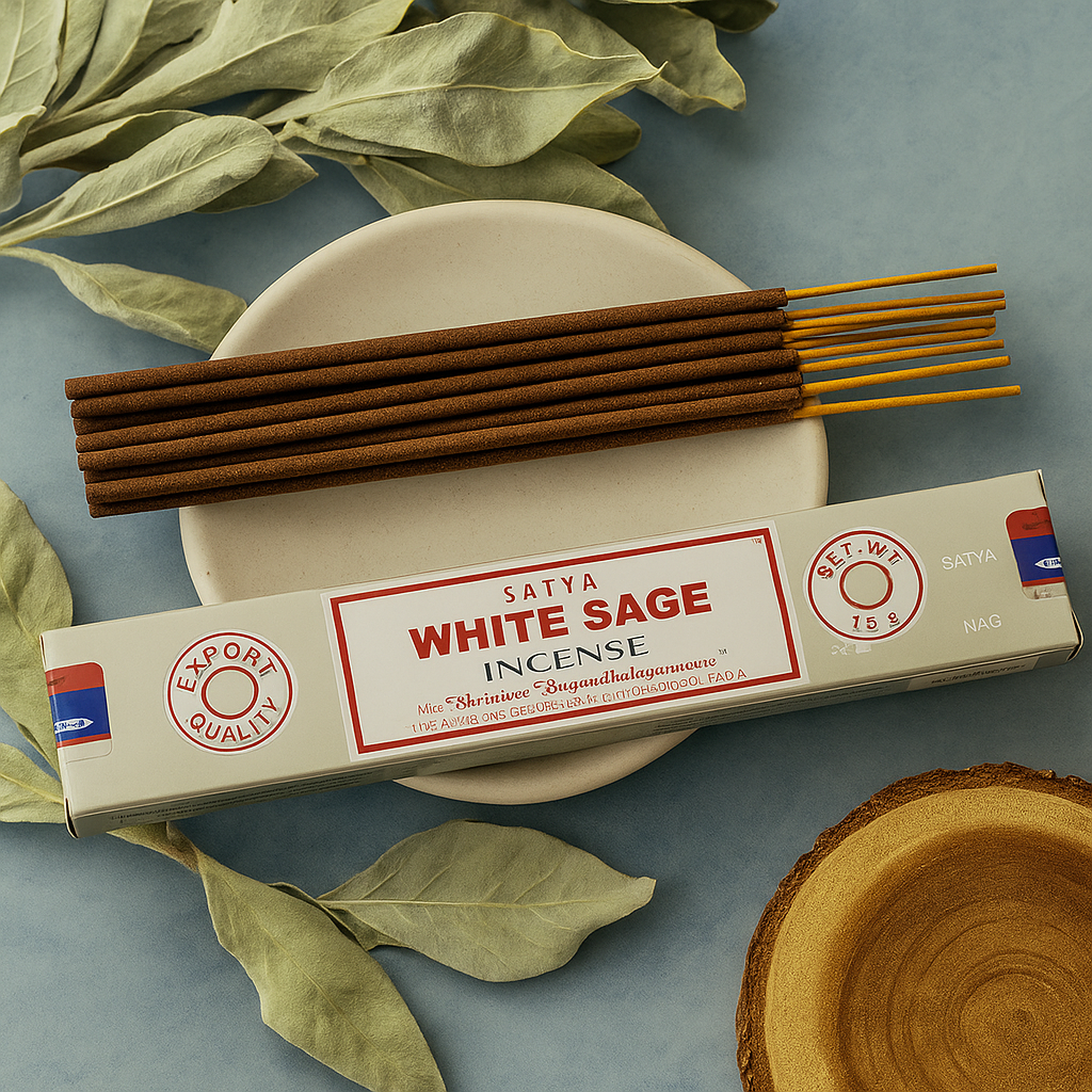 Hvide Salvie Røgelsespinde 15g, Satya