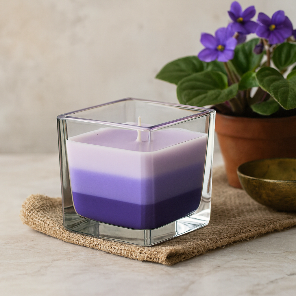 Vela perfumada con aroma a violeta arcoíris