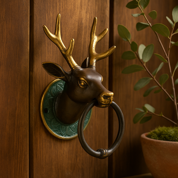 Brass Door Knocker, Stag Head