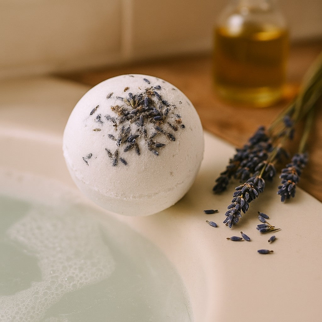 Bomba de baño de sal del Himalaya con lavanda y aceite de jojoba